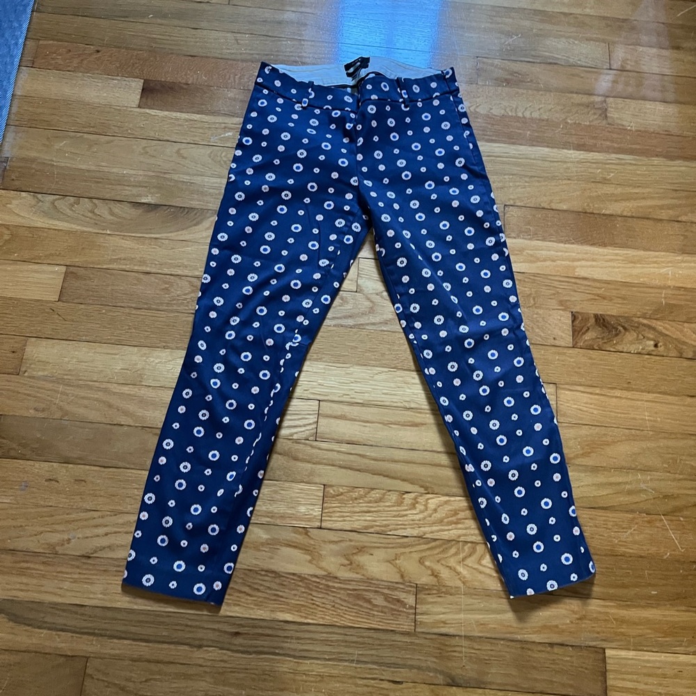 J. Crew navy Minnie pant with geometric print